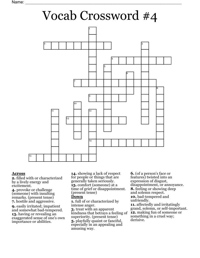 Vocab Crossword #4