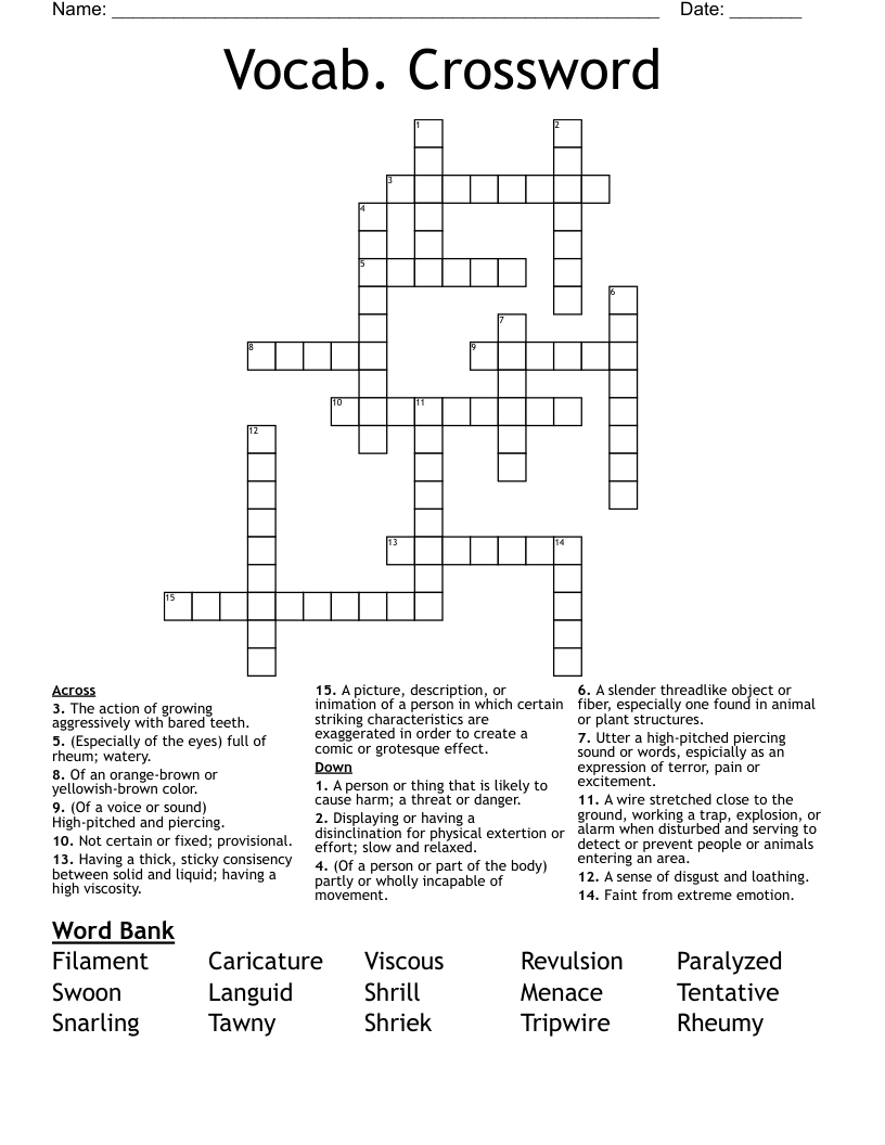 Vocab. Crossword