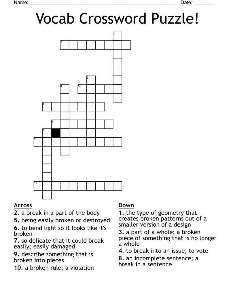 Vocab Crossword Puzzle!