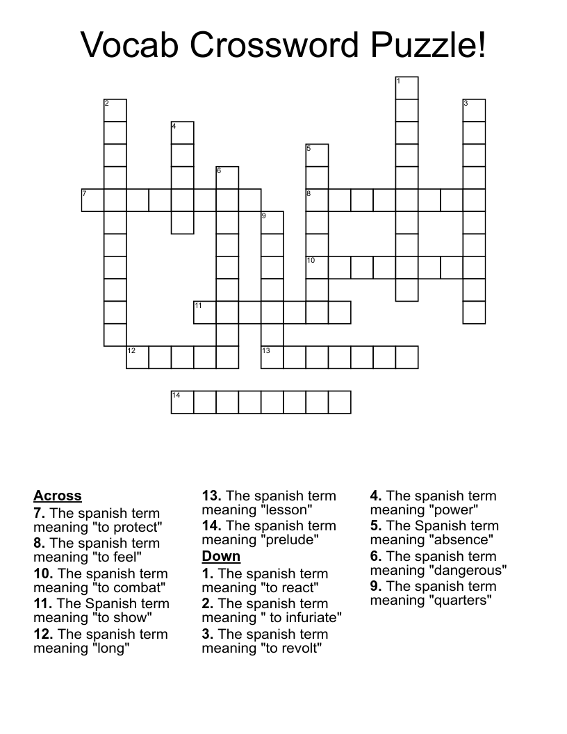 Vocab Crossword Puzzle!