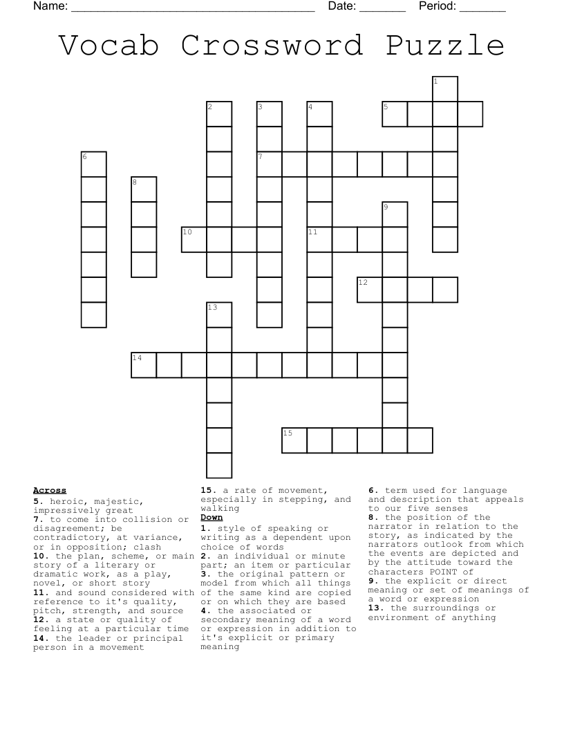 Vocab Crossword Puzzle