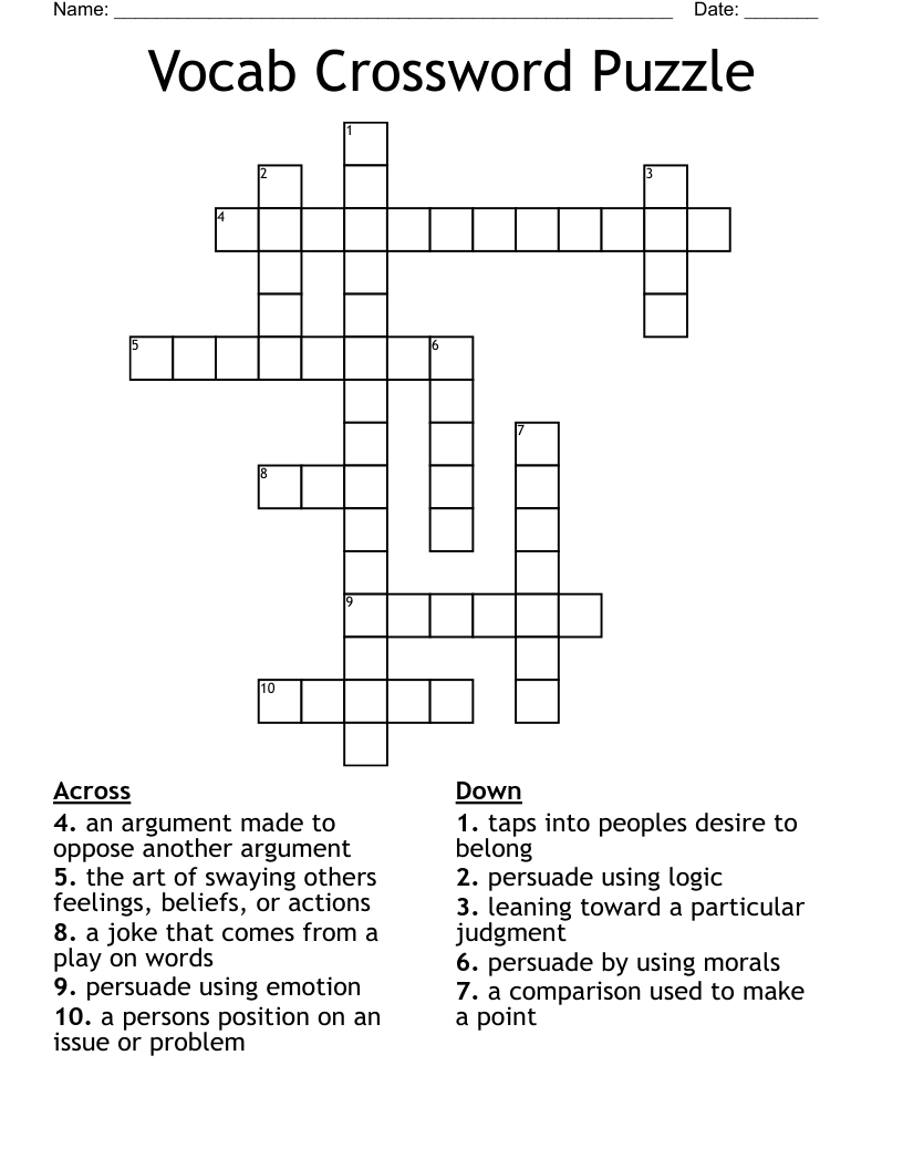 Vocab Crossword Puzzle