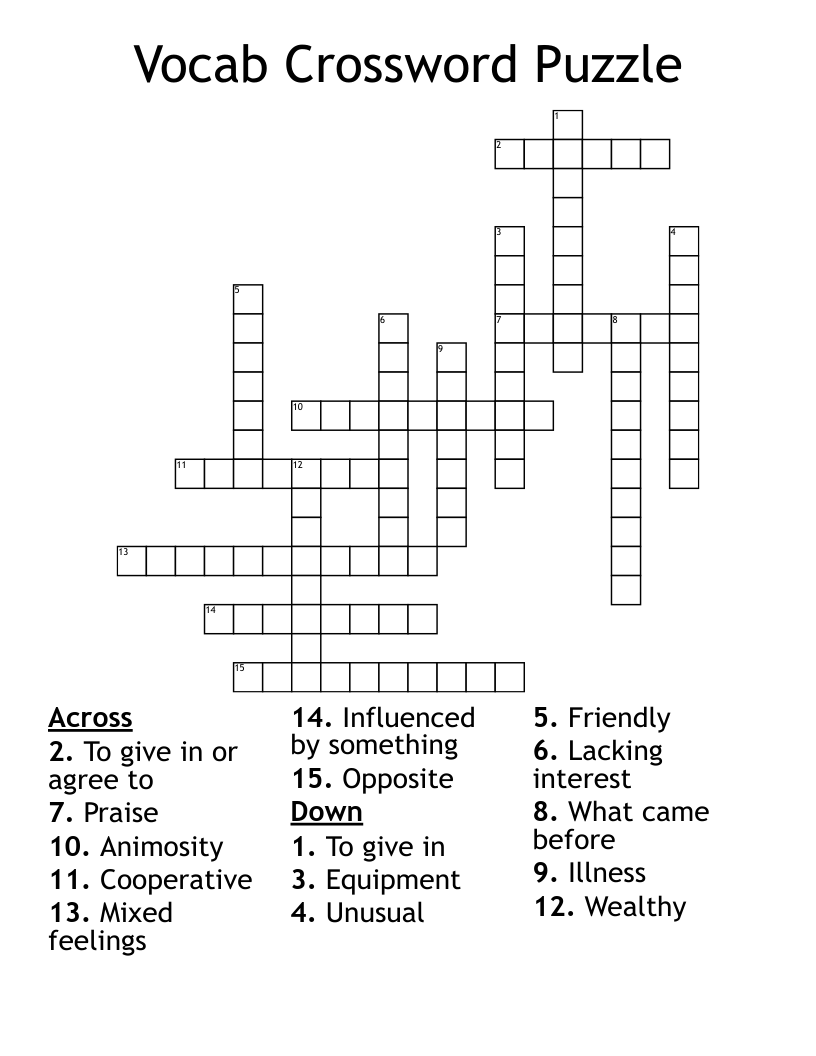 Vocab Crossword Puzzle 