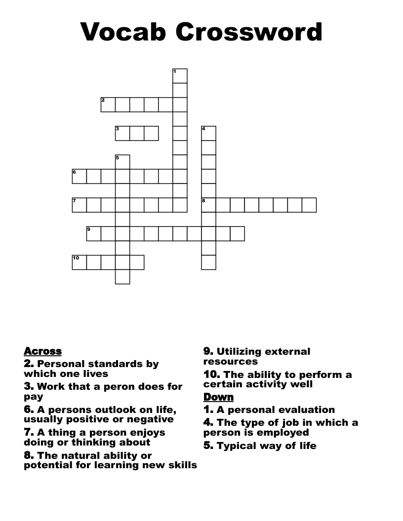 Vocab Crossword 