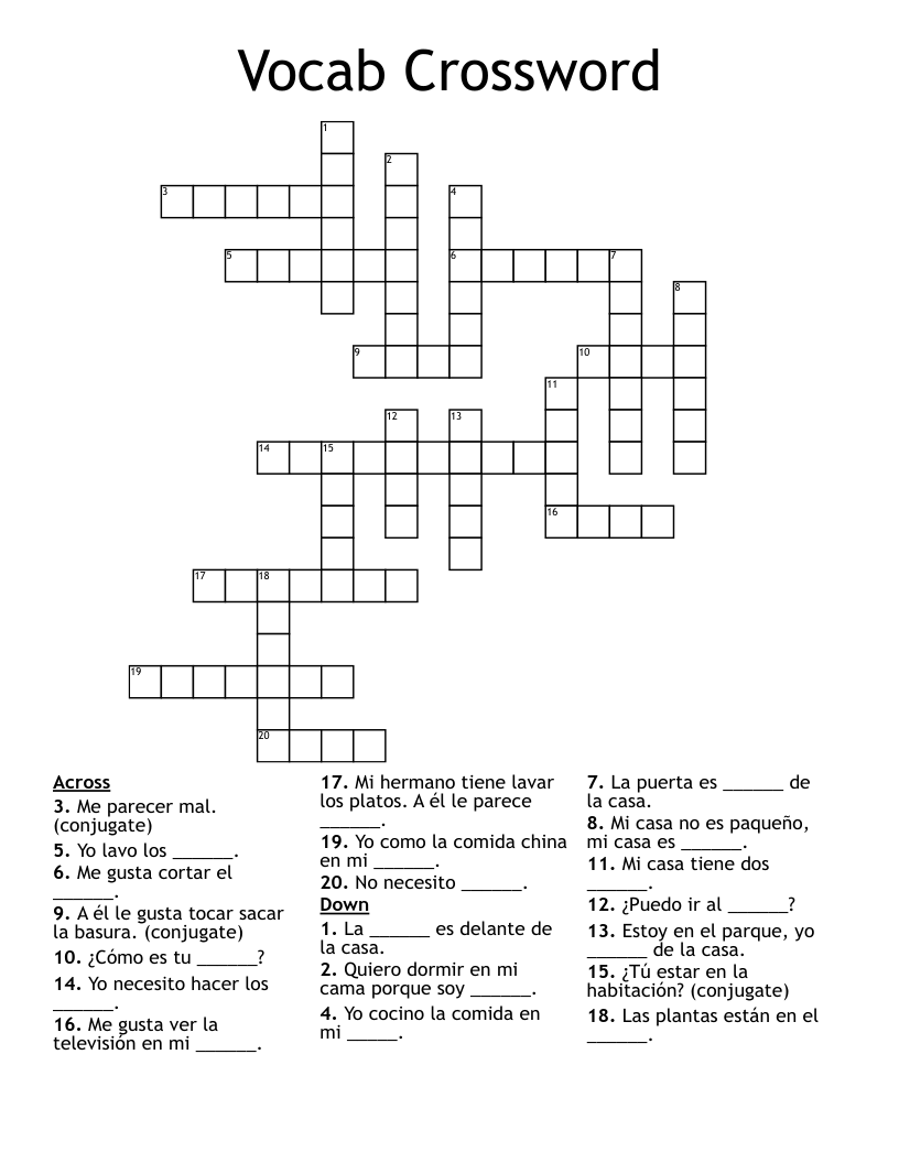 Vocab Crossword 