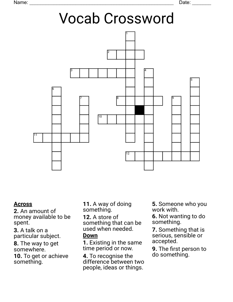 Vocab Crossword 