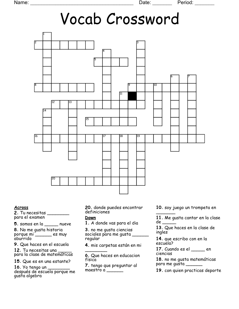 Vocab Crossword 