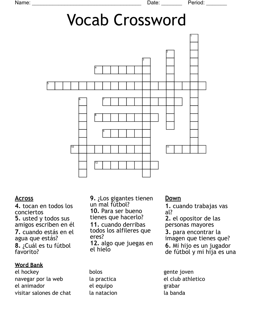 Vocab Crossword 