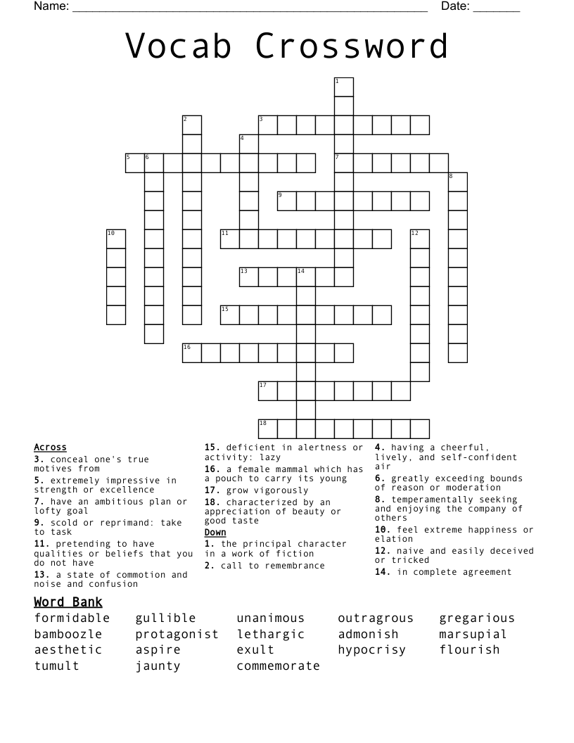 Vocab Crossword 