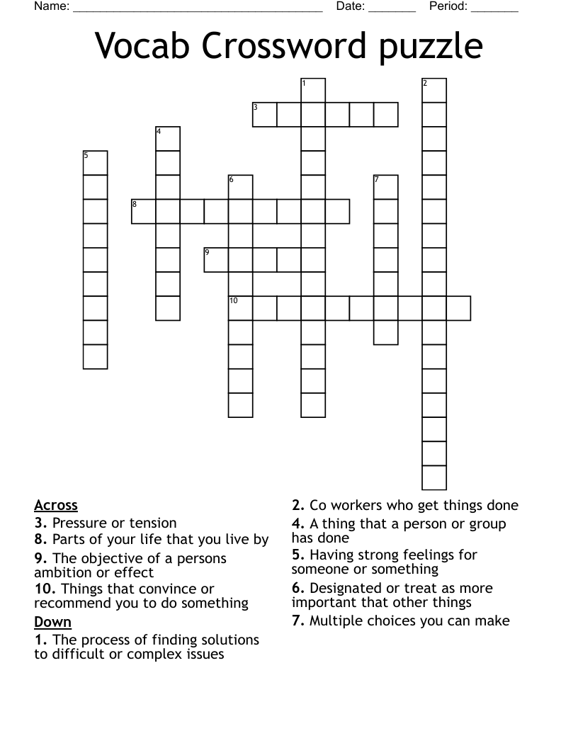 Vocab Crossword puzzle