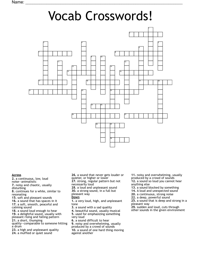 Vocab Crosswords!