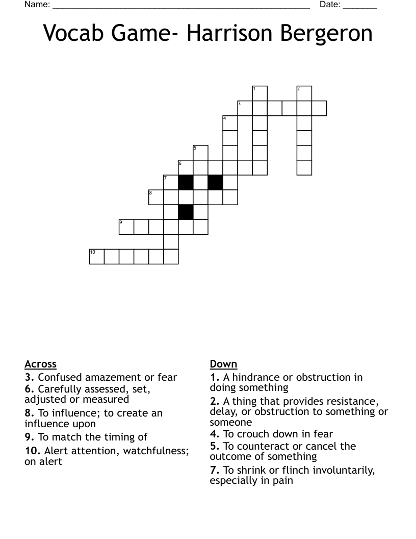 Vocab Game- Harrison Bergeron Crossword