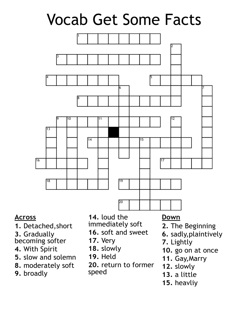 Vocab Get Some Facts  Crossword