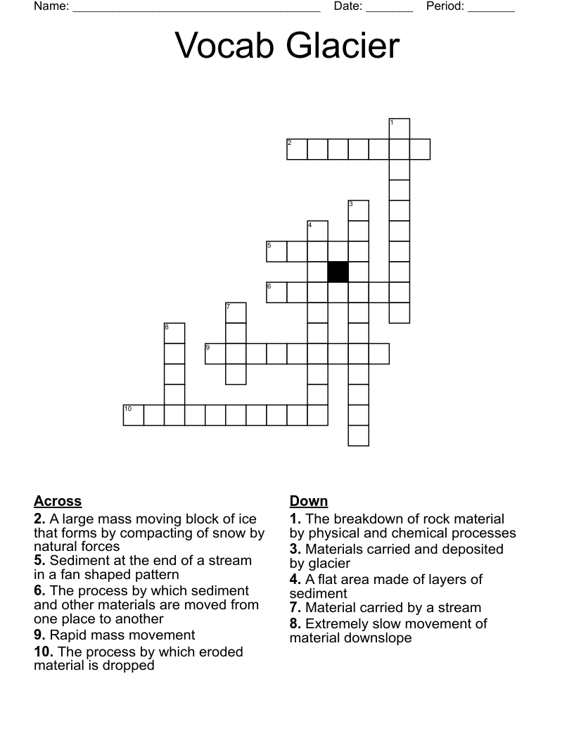 Vocab Glacier Crossword