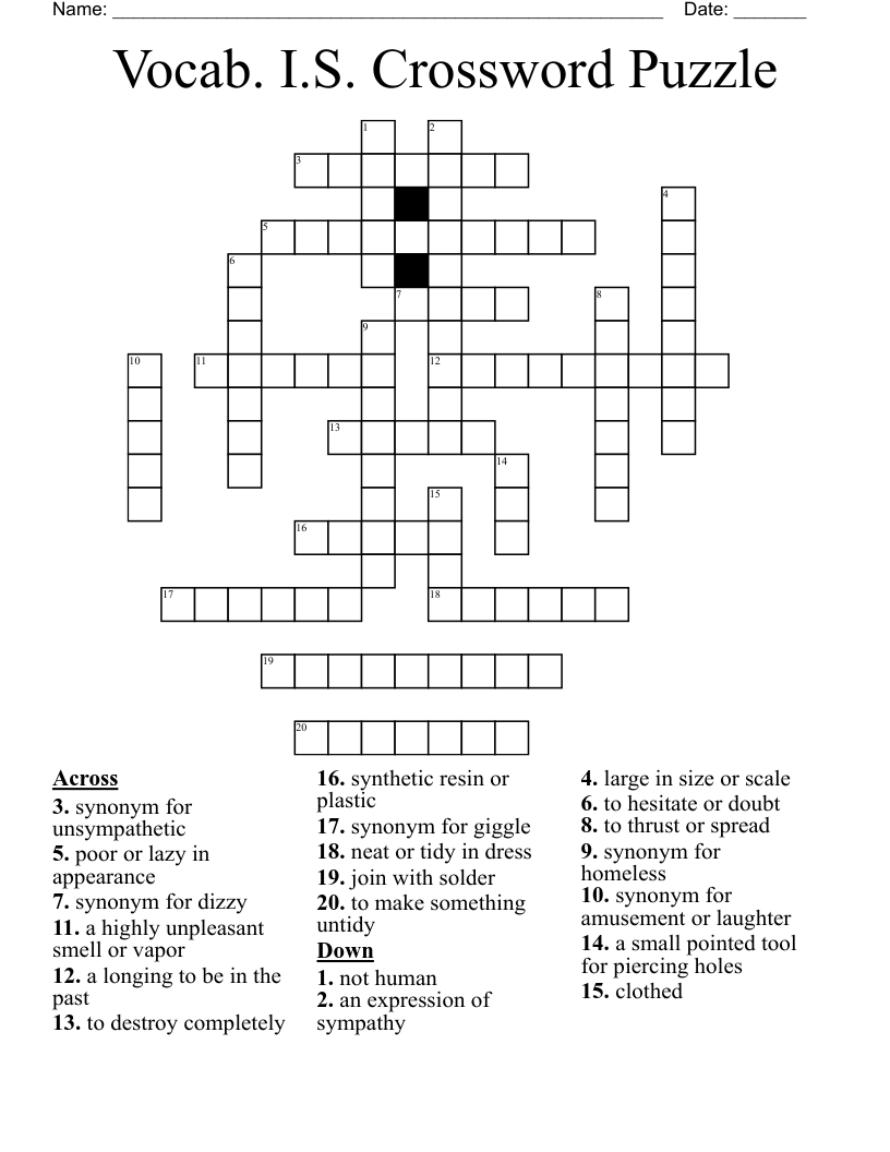 Vocab. I.S. Crossword Puzzle