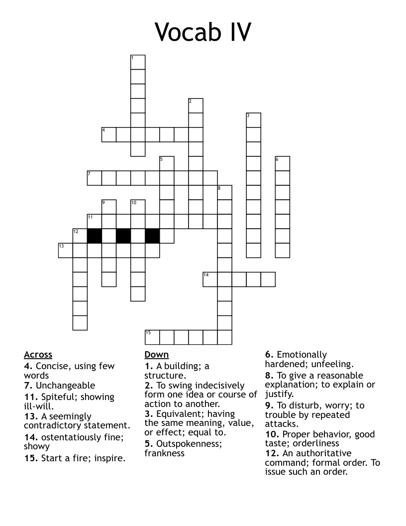 Vocab IV Crossword