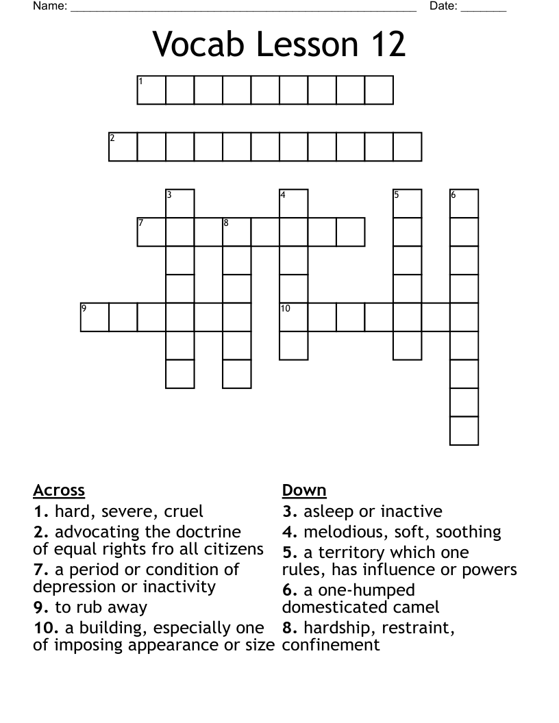 Vocab Lesson 12 Crossword