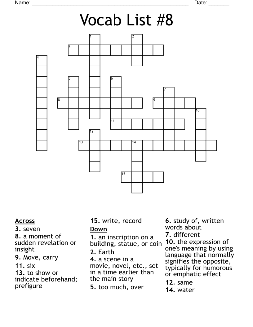 Vocab List #8 Crossword