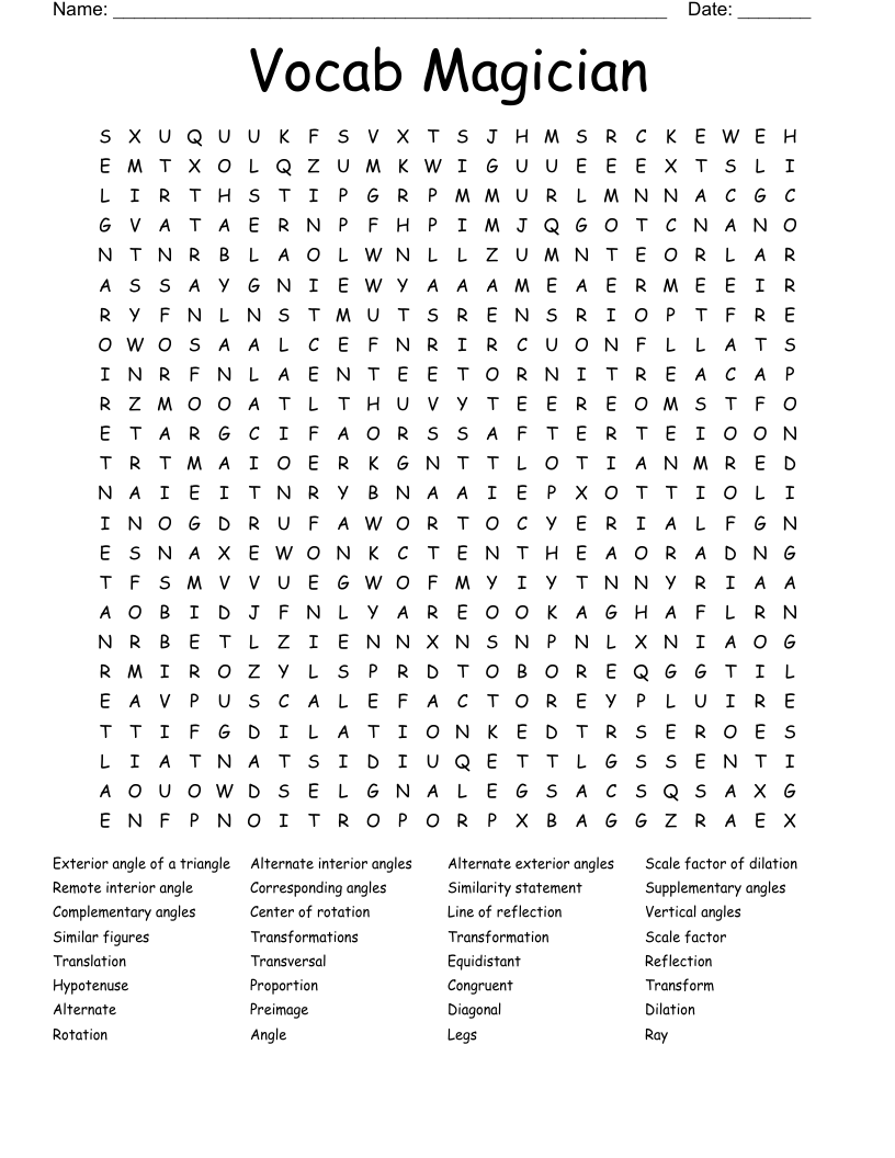 Vocab Magician Word Search