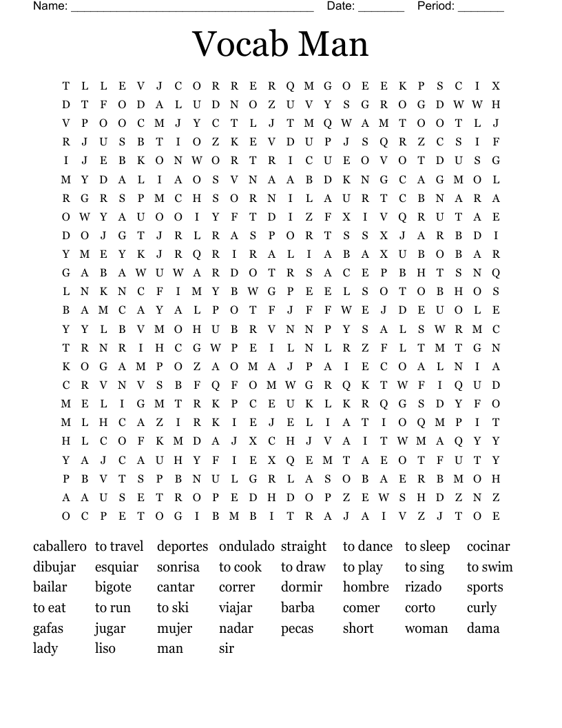 Vocab Man Word Search