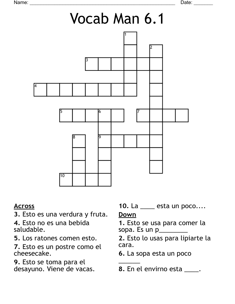 Vocab Man 6.1 Crossword