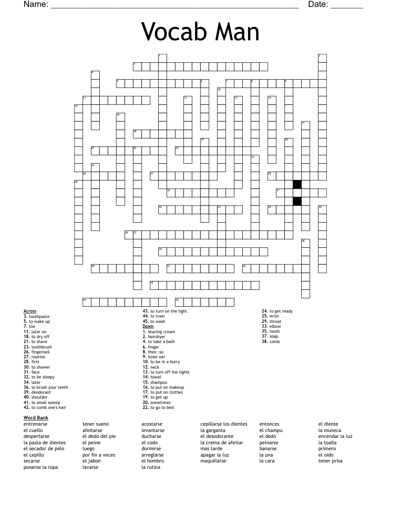 Vocab Man Crossword