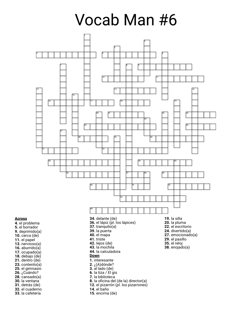 Vocab Man #6 Crossword