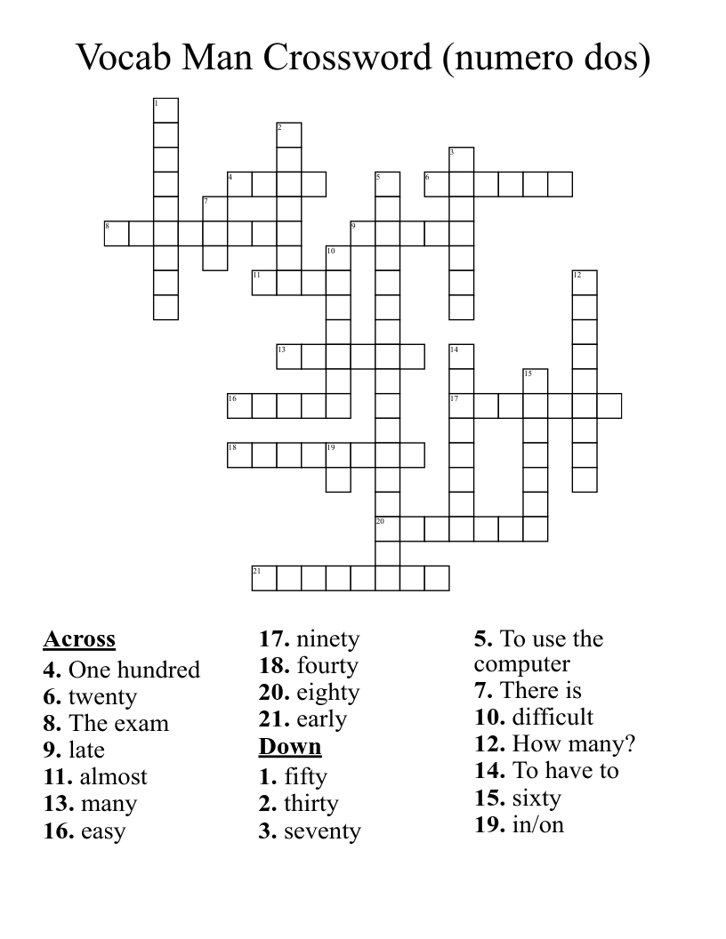 Vocab Man Crossword (numero dos)
