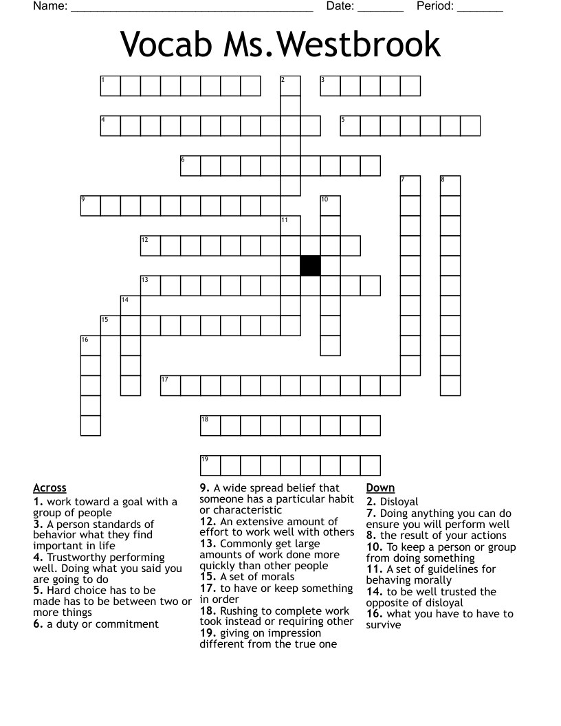 Vocab Ms.Westbrook Crossword