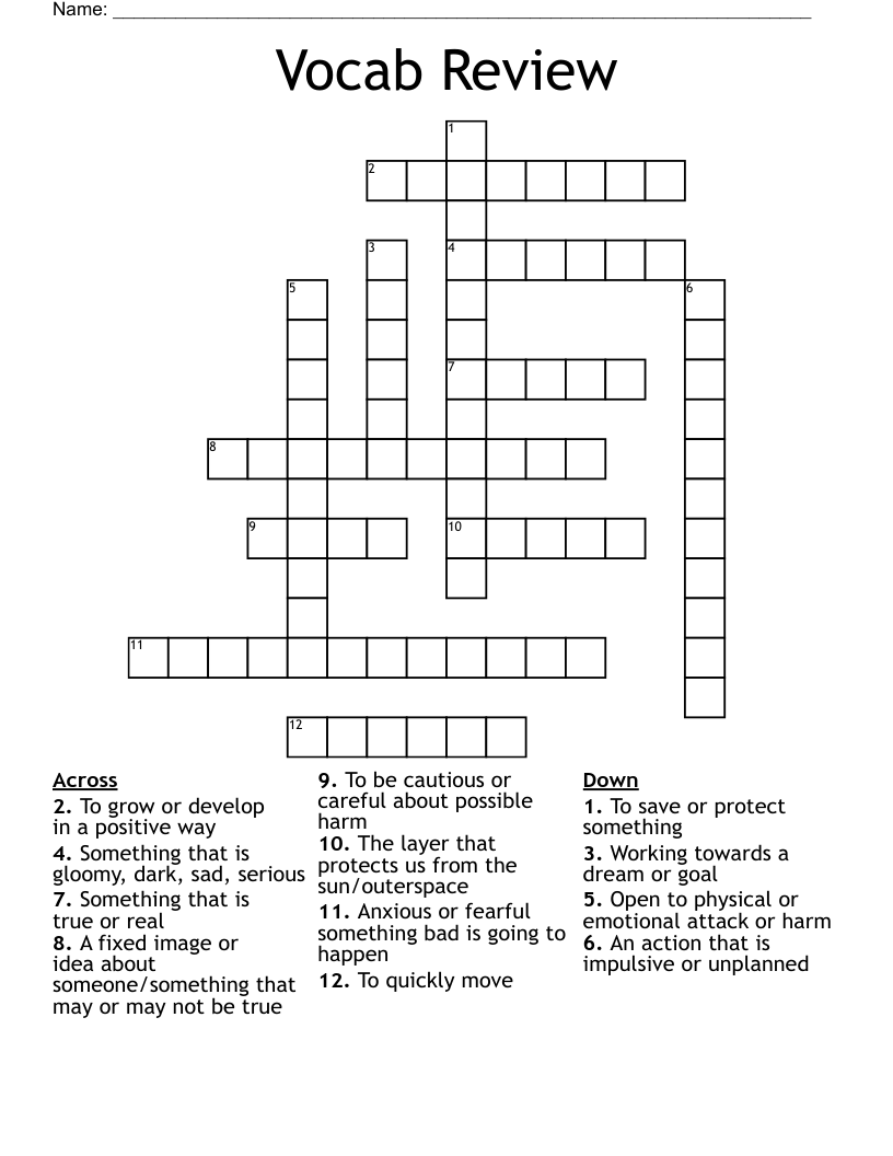 Vocab Review Crossword