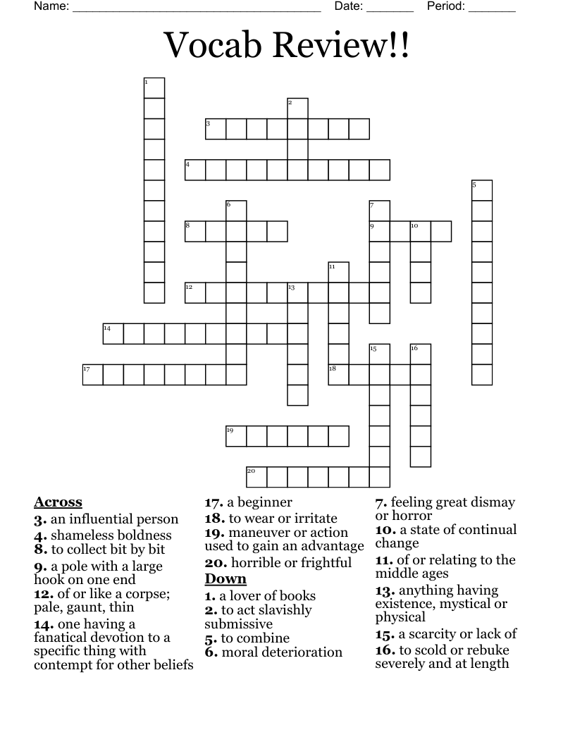 Vocab Review!! Crossword
