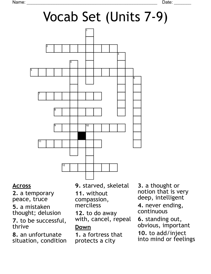 Vocab Set (Units 7-9) Crossword