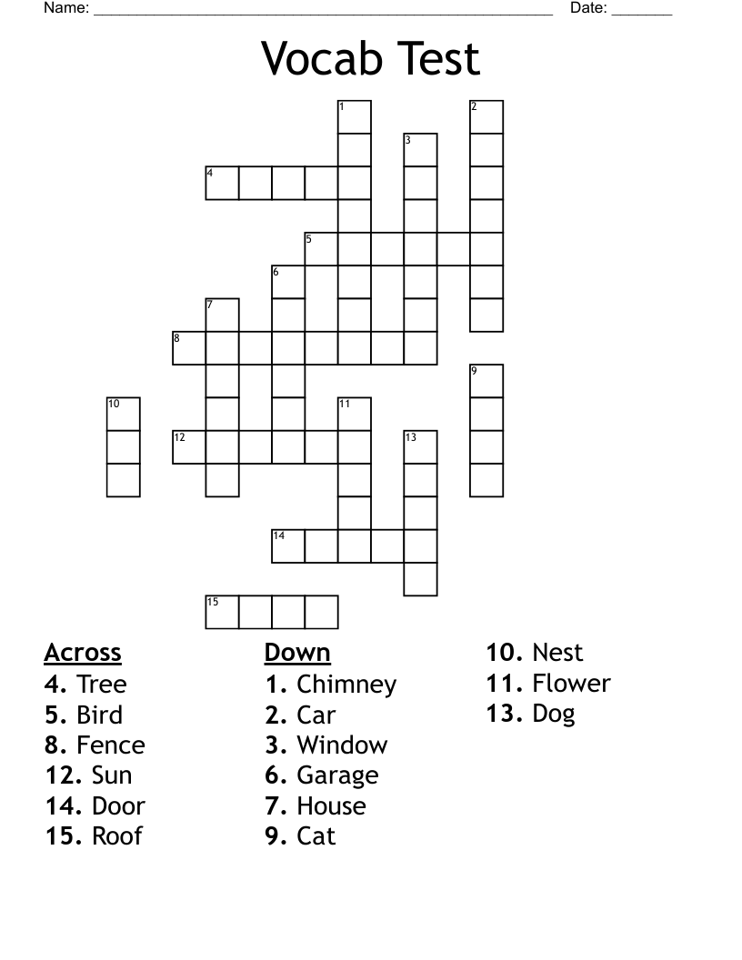 Vocab Test Crossword