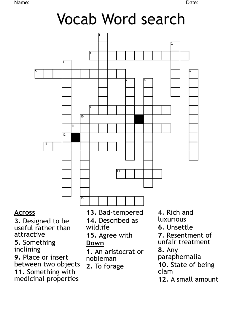 Vocab Word search  Crossword