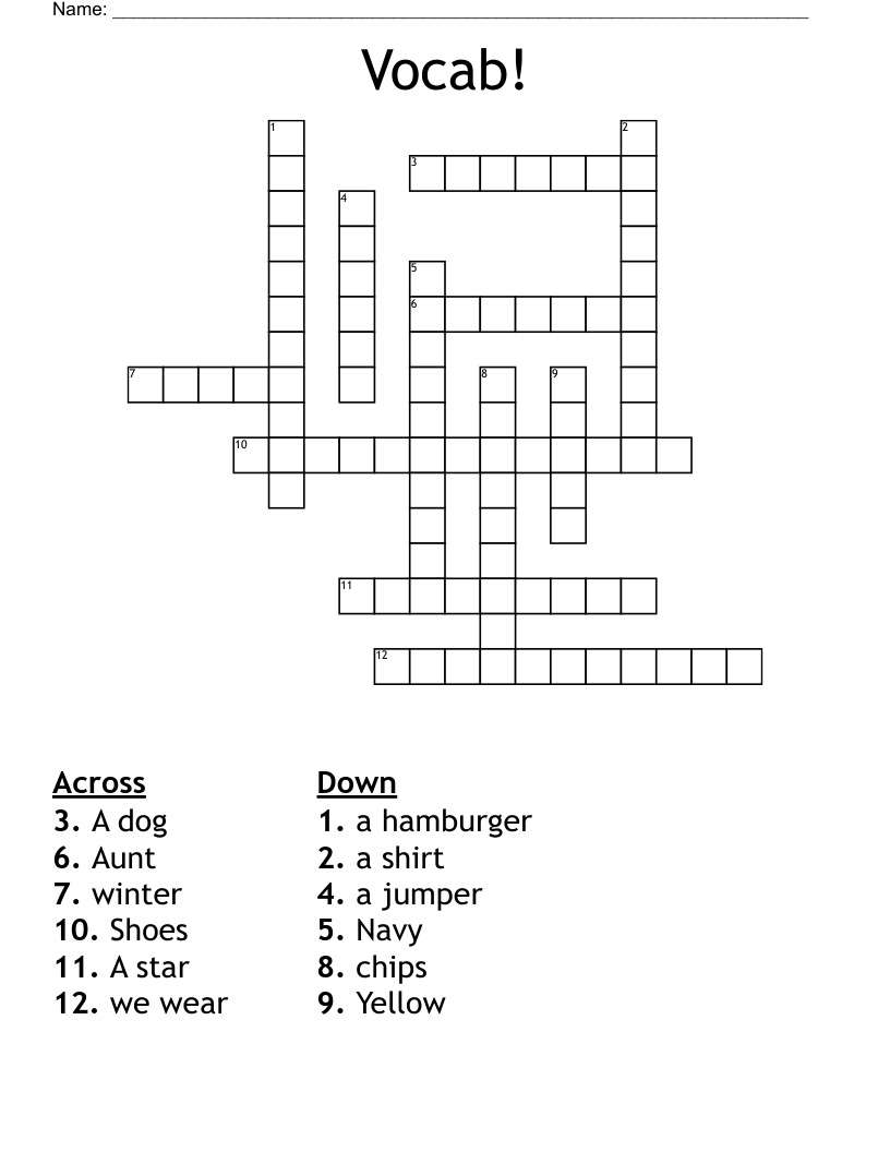 Vocab!  Crossword