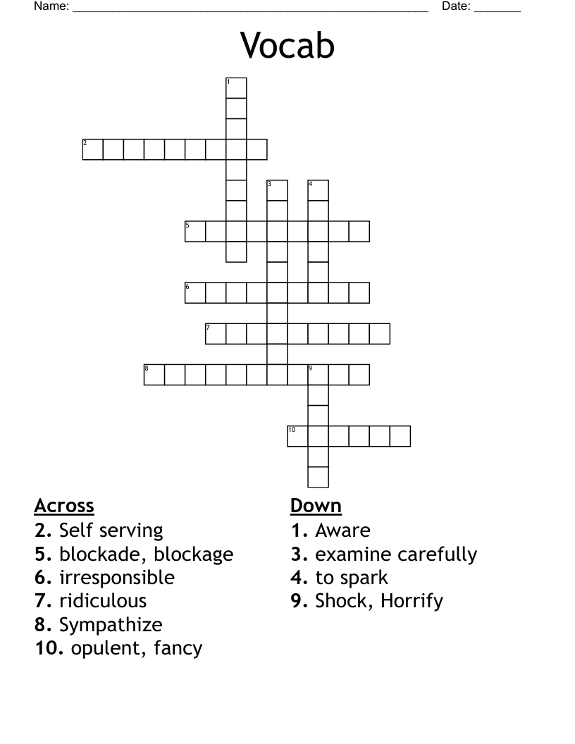 Vocab  Crossword