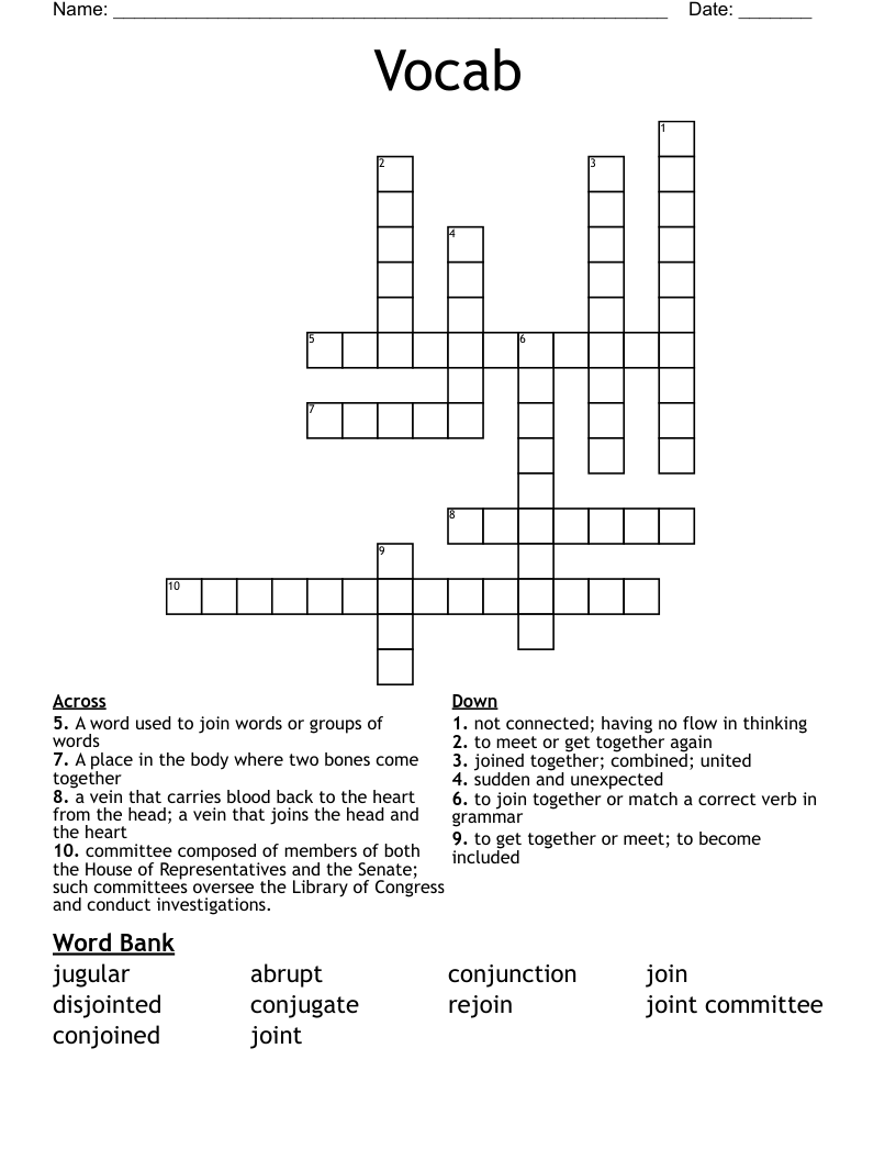 Vocab  Crossword