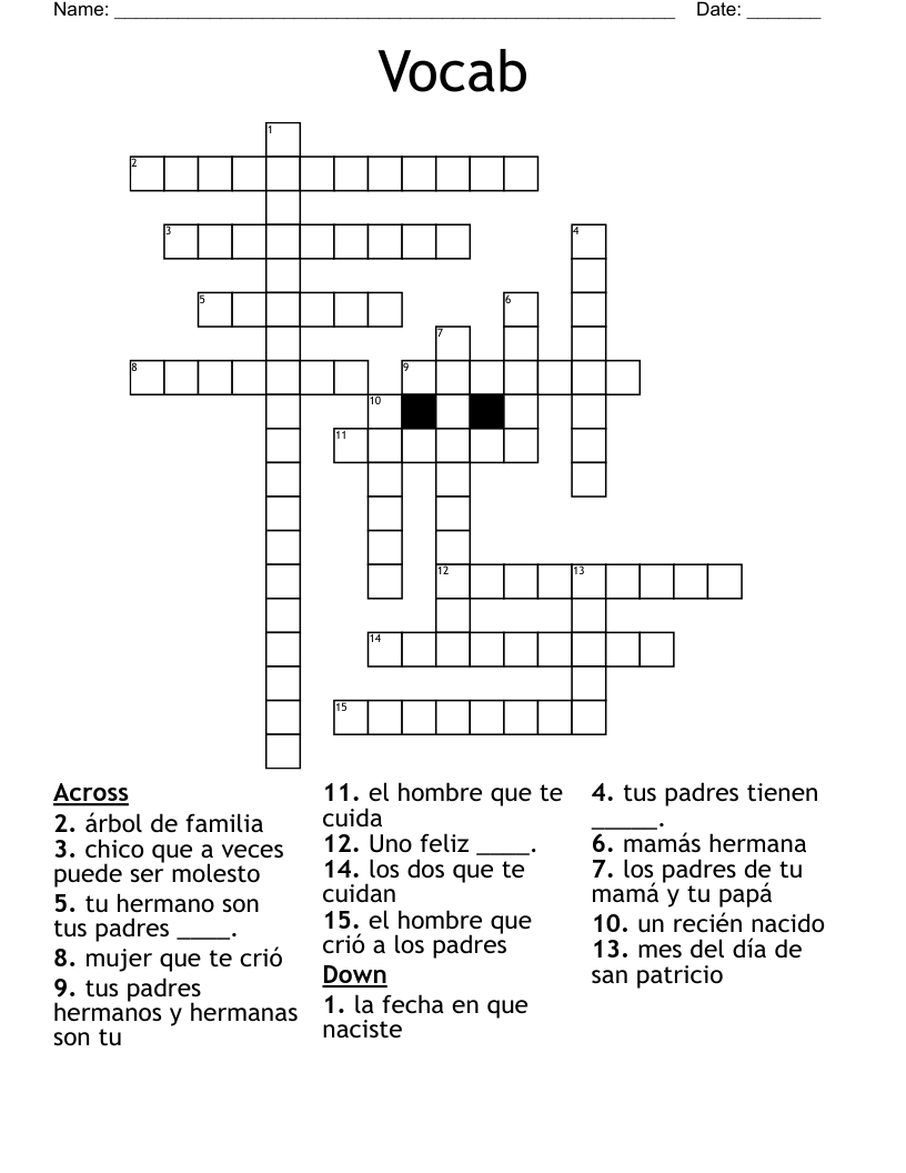 Vocab  Crossword