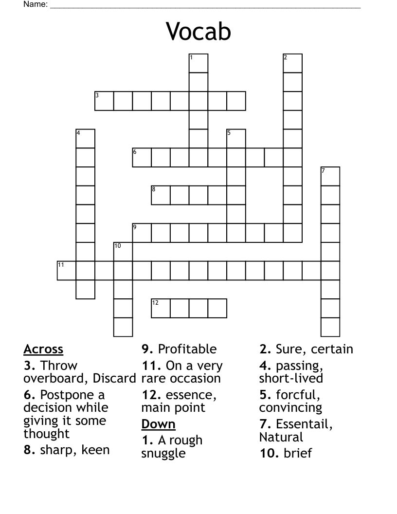 Vocab  Crossword