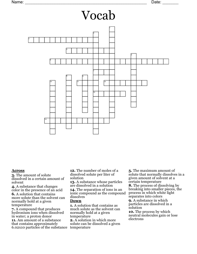 Vocab  Crossword