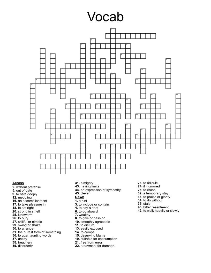 Vocab  Crossword