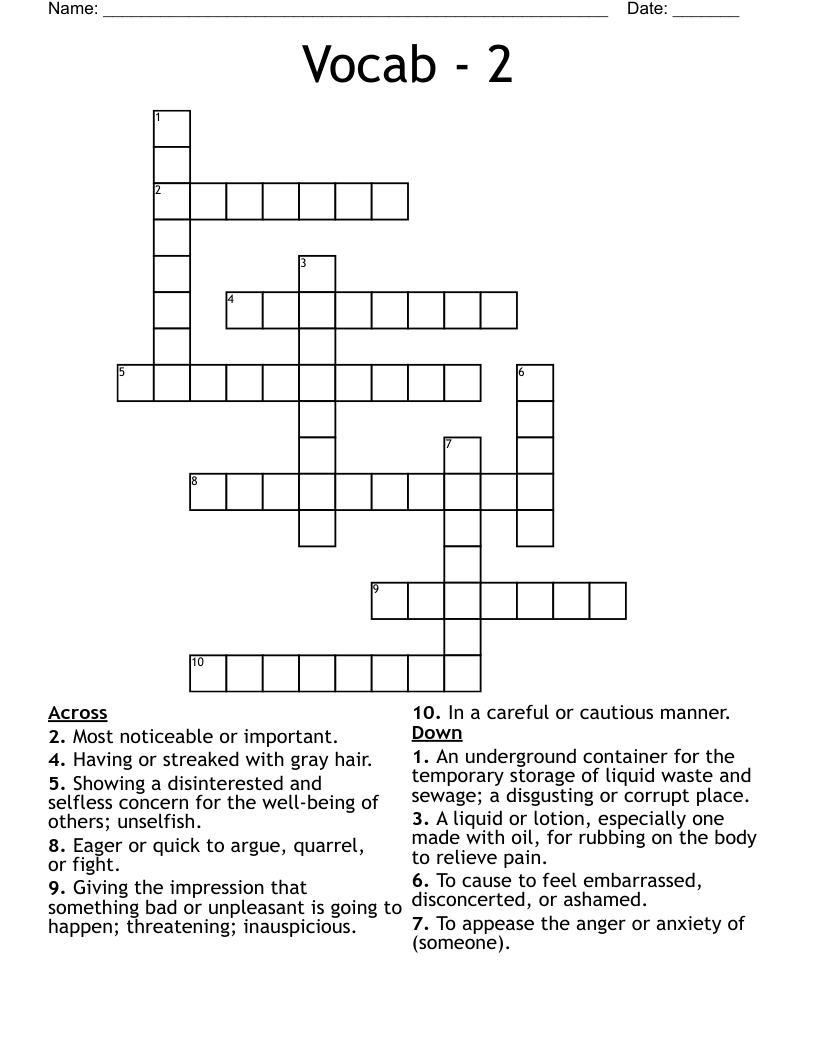Vocab - 2 Crossword