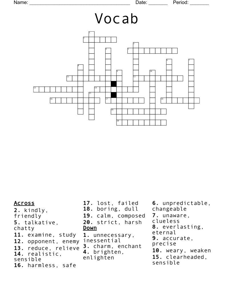 Vocab  Crossword