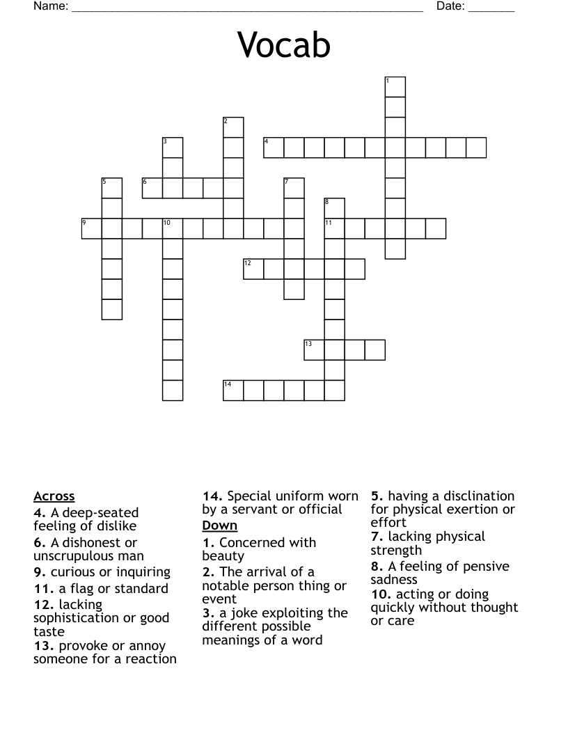 Vocab  Crossword