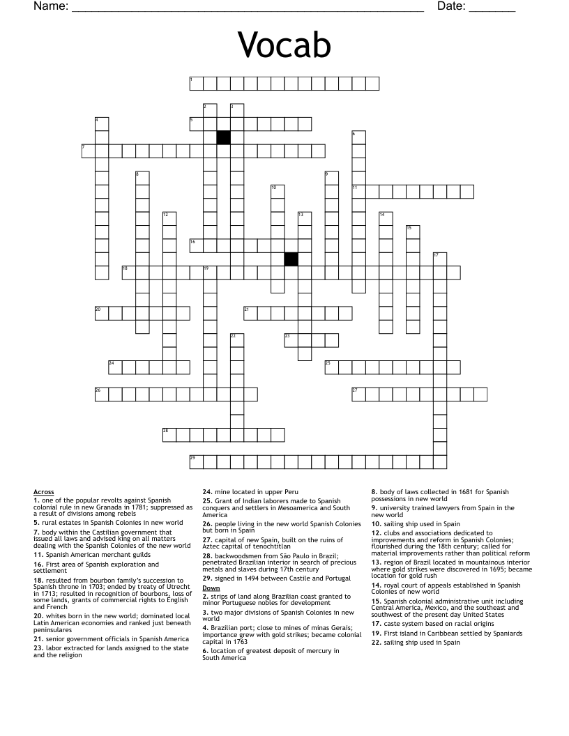 Vocab  Crossword