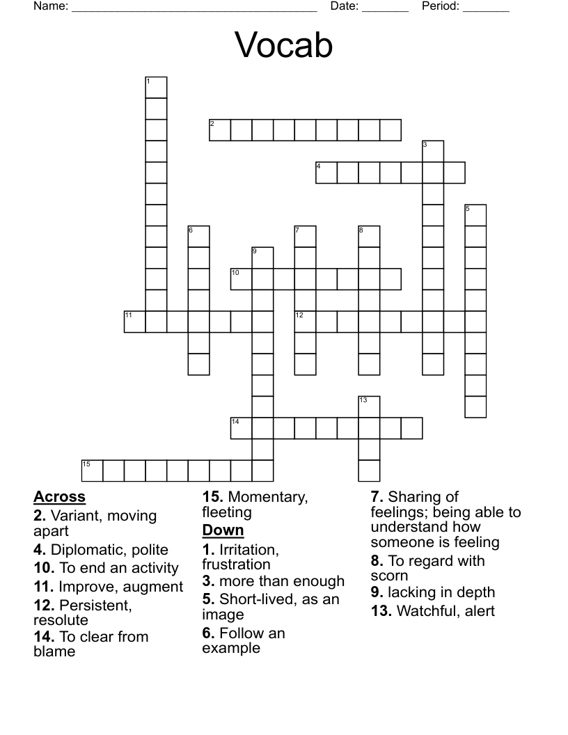 Vocab  Crossword
