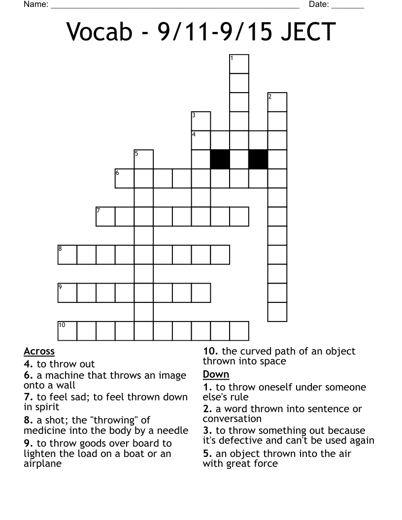 Vocab - 9/11-9/15 JECT Crossword