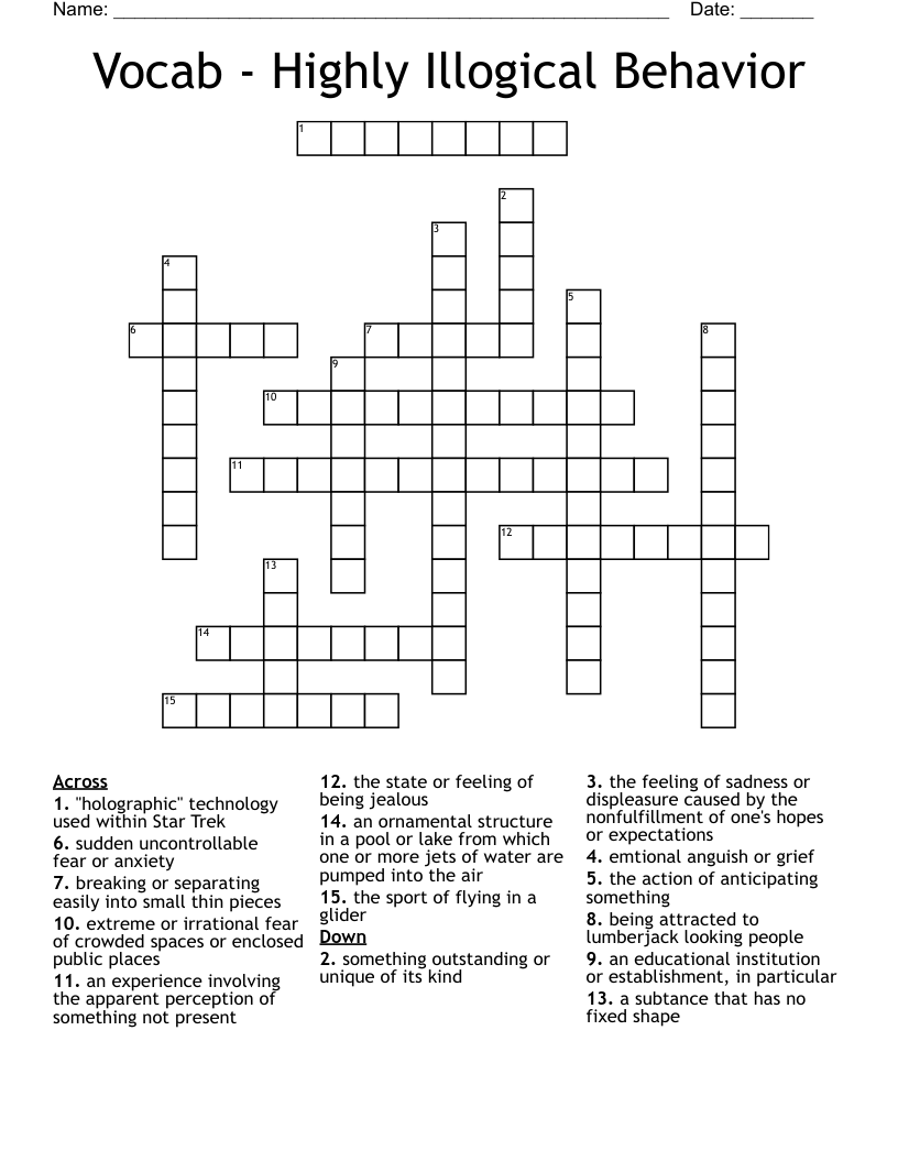 Vocab - Highly Illogical Behavior Crossword