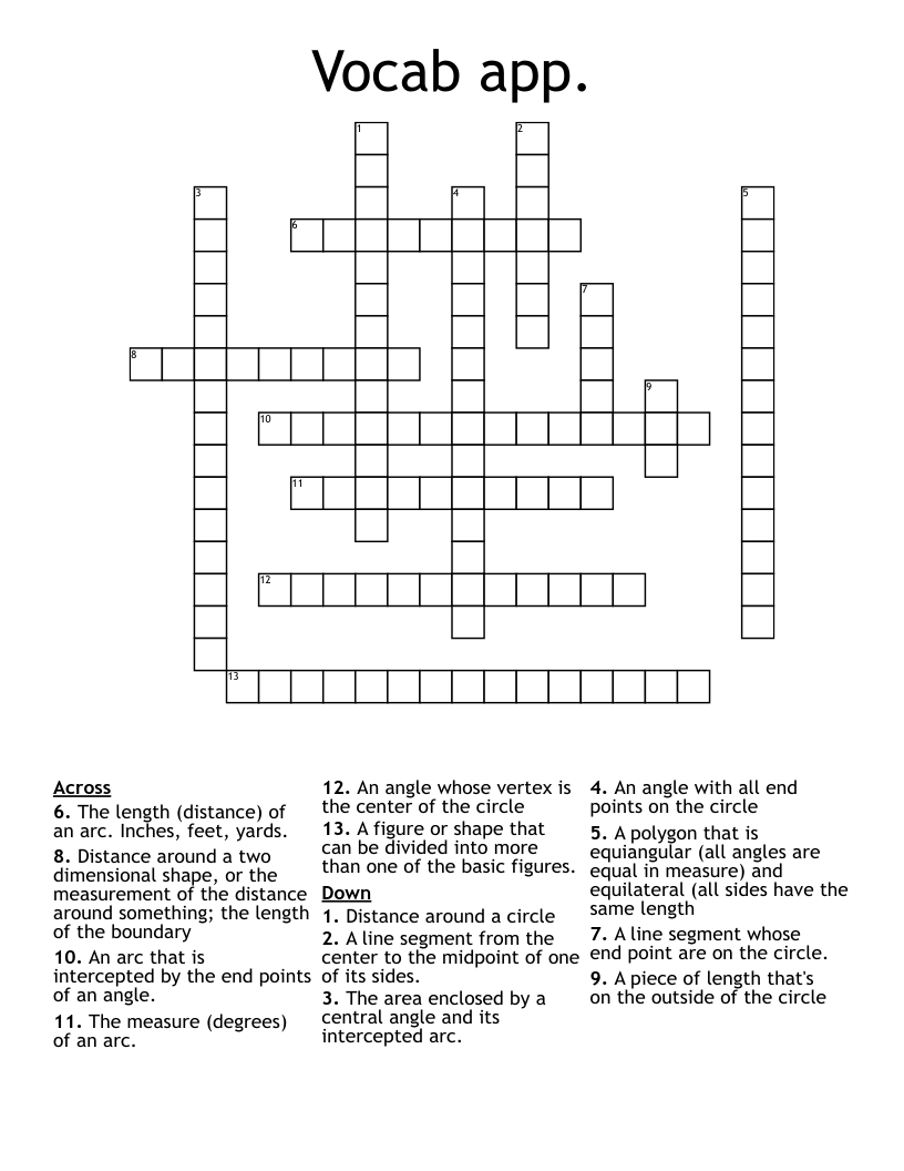 Vocab app.  Crossword