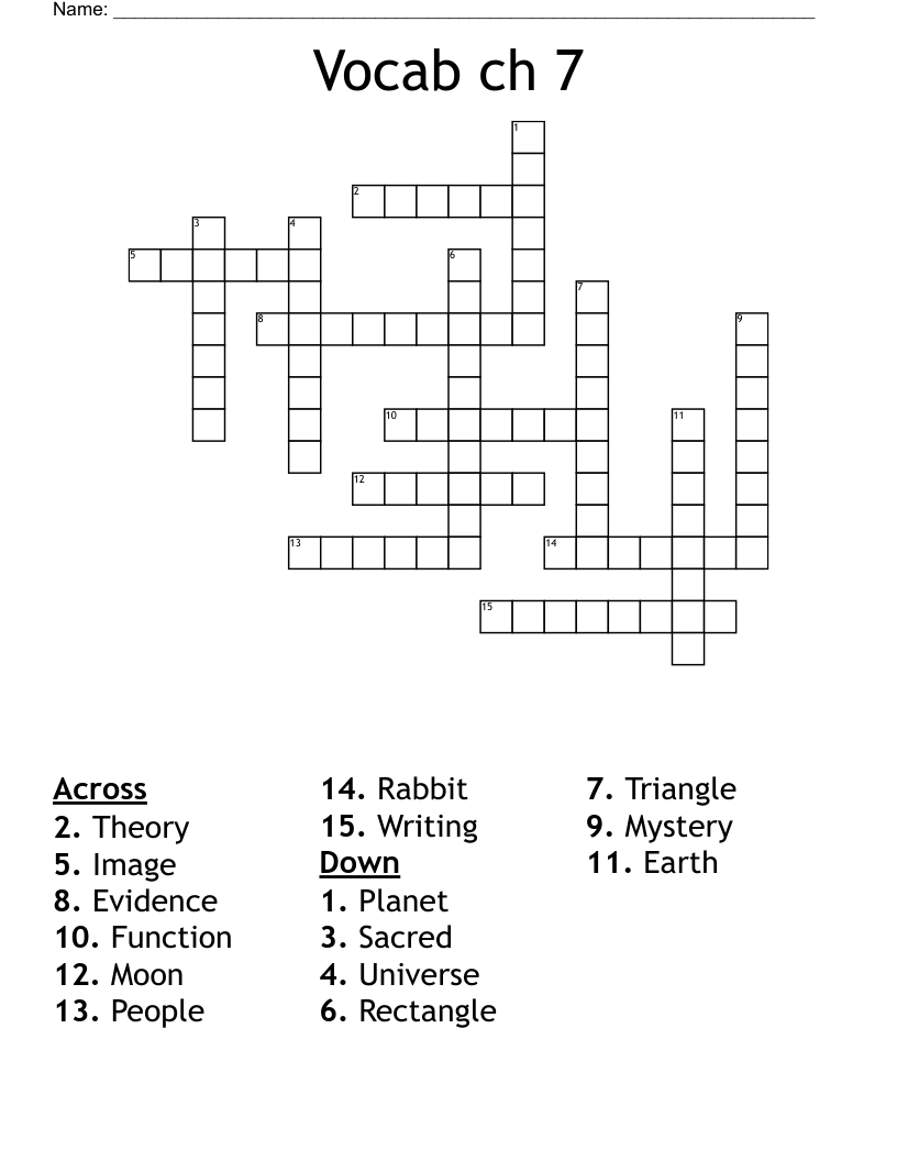 Vocab ch 7 Crossword